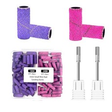 네일드릴비트 정리 각질 셀프 네일 드릴 비트 소형 샌딩 밴드 CORFULRA 미니 밴드와 2개 마드렐 100개 150240 거친 파일 아크릴 큐티클 테크 필수품 흰색 분홍색, #180 #240, Purple—Red, 1
