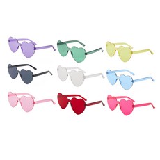 JHT 무테 하트 칼라 선글라스 안경 소품, 로즈레드