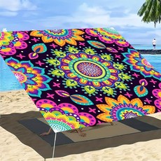 Miytal Blacklight 야외 햇빛 가리개 돛 - 1.8 x 1.8m(6 x 6피트) UV 반응성 만다라 캐노피 야광 네온 홀치기 염색 파티오 쉐이드 천 정원 뒷마당