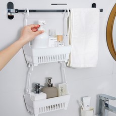 굿도우 욕실 물빠짐 걸이형 수납 바구니, 화이트, 2개