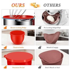 Coosion KitchenAid 4.7L(5쿼트) 틸트 헤드 스탠드 믹서용 실리콘 볼 라이너 뚜껑 포함 3팩 두꺼운 식품 등급 미끄럼 방지 누출 식기 세척기 사용 가능, Coosion KitchenAid 4.7L(5쿼트) 틸