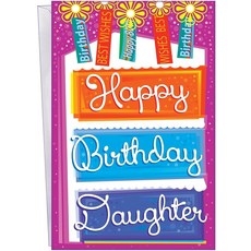 Chuck's Card-O-Rama - 딸을 위한 생일 카드 - 미국에서 제작 - 대형 카드는 25.4cm x 19.7cm(10x2.54cm x 7.75x2.54cm)까지 열립