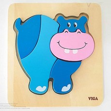 브이커머스 아기원목교구 원목 베이비퍼즐 하마