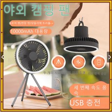 뉴 아웃도어 삼각대 선풍기 대용량 무선 usb 충전 캠핑팬 휴대용 팬 램프 야외 캠핑 삼각대 선풍기, Grey(2000mAh), 1개