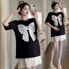 임부복 상의 봄 여름 임산부 패션 프린트 반팔 티셔츠 빅사이즈 임부 캐주얼 코디 하프 반팔티 WMY