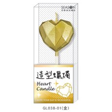 SEASON 造型蠟燭 星星 金屬質感 派對 婚禮 許願 慶生, 1個, 愛心-GL038-01（金）