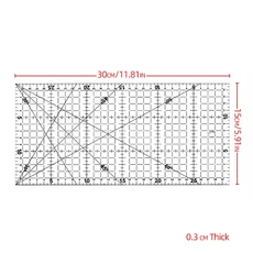 벌통 양봉 꿀벌 벌집 30x15 Cm 패치 워크 눈금자 퀼트 도구 고급 아크릴 소재 투명 규모 학교 SupplieCutti, 03 Black Line, 1개