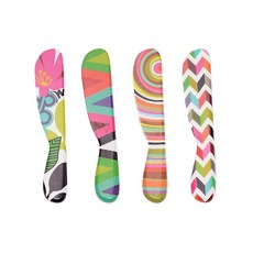 프렌치 Bull 15.2cm(6인치) 멜라민 버터 스프레더 4피스 세트 - 크림 치즈 잼 젤리 마요네즈 프로스팅 샌드위치를 위한 재미있고 생생한 다채로운 나이프 비산