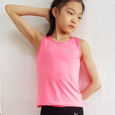 한디자인 리듬체조 연습복 슬리브리스탑 핑크