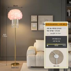 깃털 스탠드 조명 장스탠드 플로어 스탠딩 골드, 핑크 깃털 크리스탈 스탠드 조명 단색