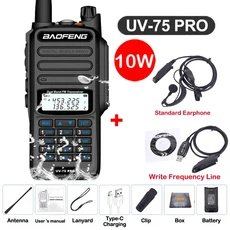 스마트 기상 바오펑 UV-75 프로 장거리 무전기 고출력 50KM USB C 양방향 라디오 다중 밴드 업데이트된 9R, 01 USB 플러그, 10 UV-75 PRO Kit 3