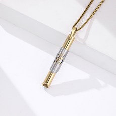 瑜伽符號冥想項鏈 呼吸減壓圓管口哨 正念緩解焦慮不銹鋼飾品吊墜, 金色吊環款, 1個