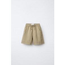ZARA 자라 린넨 플루이드 버뮤다 팬츠 - 카키 9959840505 NJY910 GDF518