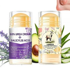 KTouler 우레아 풋 크림 60% 2개 건조한 발과 피부를 위한 크림 최대 강도 빠른 흡수 힐 밤 스틱 수리 및 수분 공급 40g x 2, Scent A, Lavender + Aloe Vera & Avocado, 1