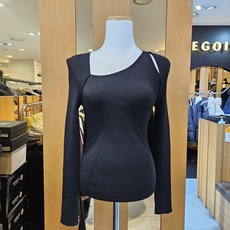 언발넥라인포인트슬림핏골지풀오버/ER1KL260BP 591347