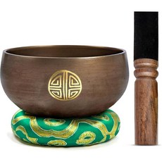 티베탄 싱잉 볼 세트 황동 마스터 힐링 등급 히말라야 바자에서 만든 정통 수제 사운드, Brown Mantra
