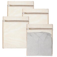 PercyEffie 섬세한 대형 유기농 메시 세탁 가방 4피스 면 메시 세탁 가방 내구성 있고 통기성이 좋은 튼튼한 지퍼 의류 워시 백 란제리 속옷 아기 옷 바지 및