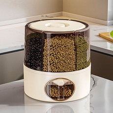 Qiaokao 회전형 곡물 보관통 6구, 화이트, 1개
