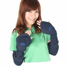 SNOWTRAVEL 冰涼抗UV防曬遮指袖套(藍色)[STAH006-BLU]，高彈性冰絲材質，戶外運動防曬必備, 1個, L