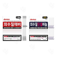 아미고 외수질 채비 110cm 3개입 + 외수질 틴셀바늘 22호 10개입, 1세트, 클리어 블랙