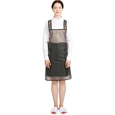 웰프런 우레탄 방수 검정파이핑 앞치마 소, 반투명 블랙, 1개