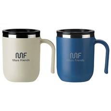 마스프렌즈 보온보냉 머그 텀블러 2p, 1세트, 400ml, 베이지+네이비