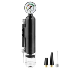 자전거정비압력 게이지와 20PSI 휴대용 볼 펌프 자전거 방수 오토바이 타이어 팽창기 스포츠 액세서리, 01 Black, 01 CHINA