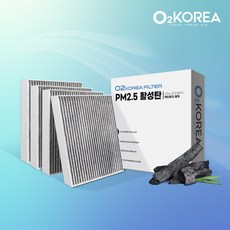 3+1 오투 PM2.5 활성탄 자동차에어컨필터 초미세먼지 냄새차단 차량용 교체, 4개, OH114