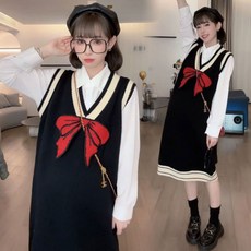 추동 루즈핏 셔츠 니트 나시 리본 원피스 임산부 세트 수유