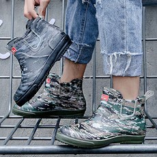 밀리터리 무늬 장화 남자 패션 캐주얼 고무 레인부츠