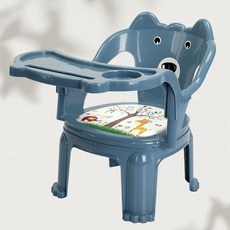 兒童餐椅叫叫椅帶前置寶寶防摔兒童椅子兒童靠背椅小孩兒童座椅, 加厚【藏青藍】+餐盤