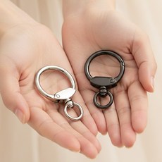 동그란 회전키링 8자 오픈형 열쇠 고리, 블랙, 2개