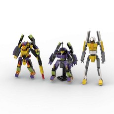 퍼시픽림 에반게리온 미니 로봇 조립 호환 블록 세트, 1세트, 에반게리온 3종세트