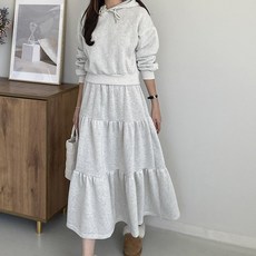 [행복여] 로넨 후드 캉캉 기모 밴딩 스커트 세트