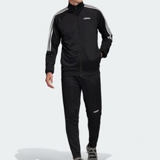 adidas 愛迪達 休閒運動長袖上衣+長褲套裝 黑色