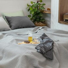 순면 피그먼트 이불 워싱 스프레드 여름 패드 슈퍼싱글 퀸 킹, 핑크