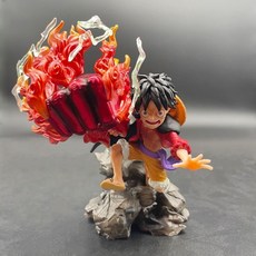 臺灣出貨 太陽神五檔形態坐姿尼卡路飛手辦紅白海賊王動漫模型週邊擺件批髮, 1個, 雙頭業火路飛紅色