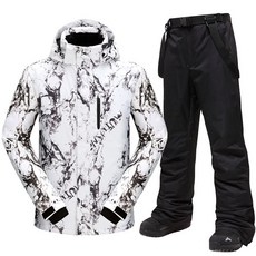 디얼픽 이월스키복 보드복 세트 스키복세트 상하세트, 잉크 페인팅+블랙, 1개