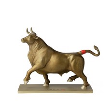 銅作TUMZUO 鴻運牛之牛運當頭 高溫著色全黃銅手工牛雕 彩色顏料手繪居家裝飾擺件