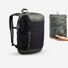 데카트론 Decathlon 백패킹 접이식 방수 컴팩트 백팩 25L - 브론즈 카키 그린 카본 그레이 758639