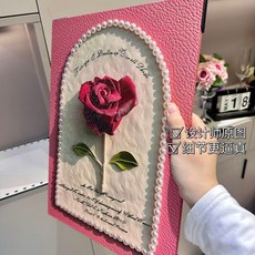 臺灣*出貨 ins風玫瑰花裝飾畫高級感桌面鬥櫃梳妝檯擺畫奶油風客廳臥室掛畫, 粉漾甜心-平面打印-帶護角,支架款-寬30釐米高40釐米-升級閃光膜