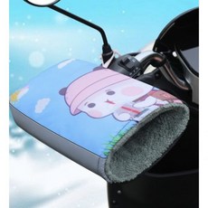 기모 방한장갑 핸들커버 오토바이 전기자전거 전동스쿠터, 블랙, 블랙