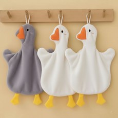 오리 캐릭터 핸드타월 고리형 주방 욕실 수건 세트, 3개, 오리핸드타올(랜덤색)