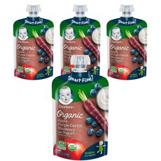 거버 스마트 플로우 어린이스무디 99g, 4개, 사과 + 적색당근 + 블루베리 + 요거트