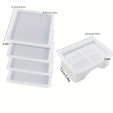 코스터 수지 금형 세트에는 1pc 보관 상자 에폭시 용 4Pcs 실리콘 포함됩니다., 01 B