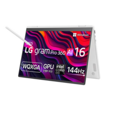 LG전자 2025 그램 Pro 360 AI 16 WQXGA 코어Ultra5 애로우레이크, 에센스화이트, 256GB, 16GB, WIN11 Home, 16T90TP-GA5CK