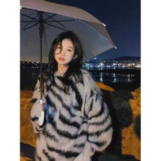 임부복 가을겨울 당색호랑이무늬 얼룩말 니트 울트라루즈 나른한 기모 스웨터