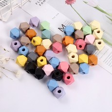 컬러 우드볼 팔각 나무구슬 마크라메 비즈 팔찌 DIY 공예 15mm 10P, 공예우드팔각컬러볼 레드 P
