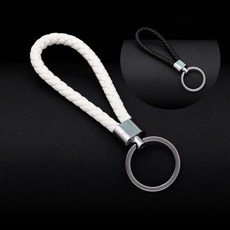 가죽 꼬임 키홀더 열쇠고리 끈, 블랙