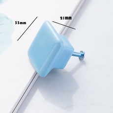 兒童房把手 卡通小熊仙人掌陶瓷拉兒童單孔櫥櫃門 把手 可愛復古彩色 拉手, 藍色四方拉手, 1個